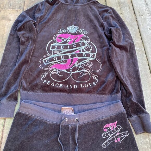 Vintage Y2K Juicy Couture Velour Tracksuit Black Bedazzled - Picture 10 of 12